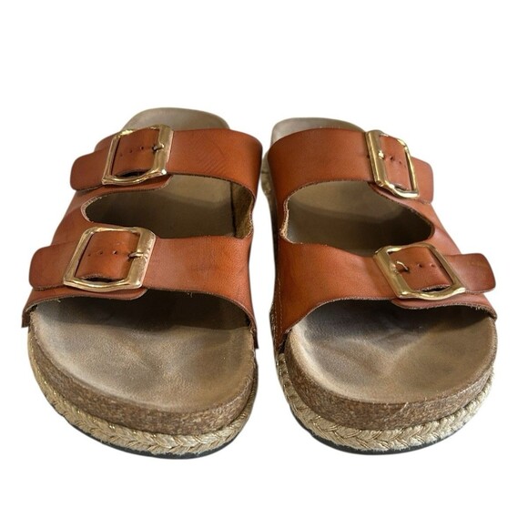 Chinese Laundry Surfs Up  Double Buckle Strap Cognac Espadrille Flat Sandals 9 - Picture 5 of 14